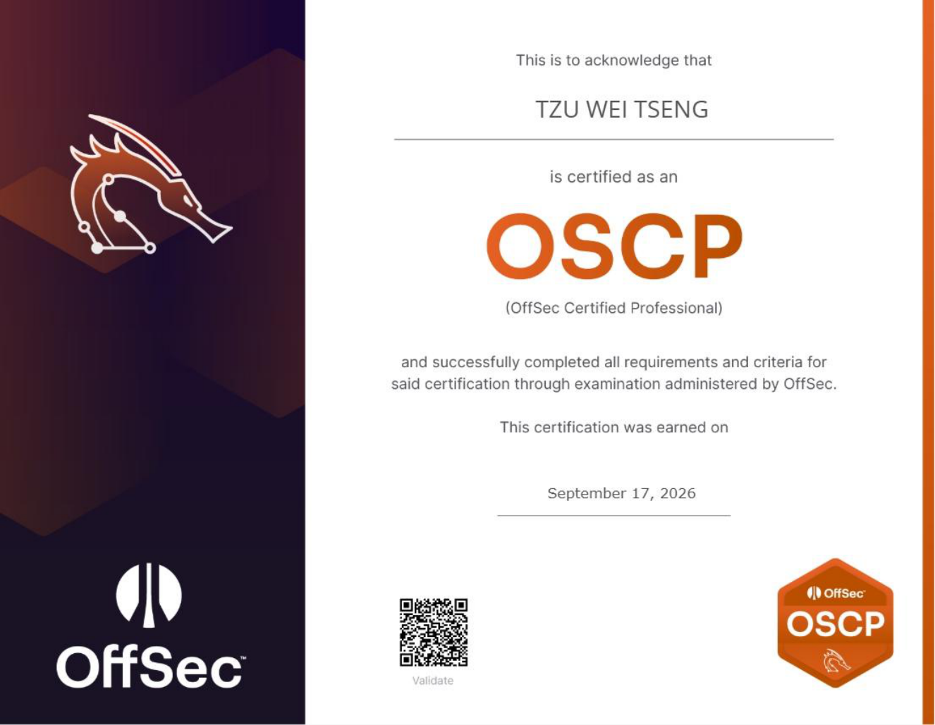 OffSec Certified Professional OSCP 證照
