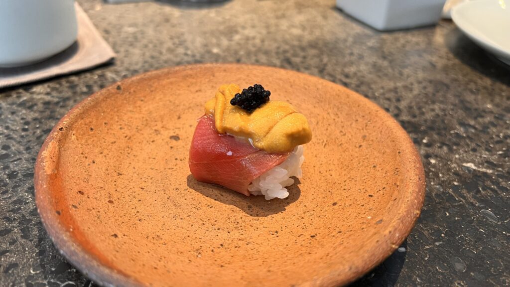 綠水棧-板前壽司-鮪魚大腹海膽魚子醬